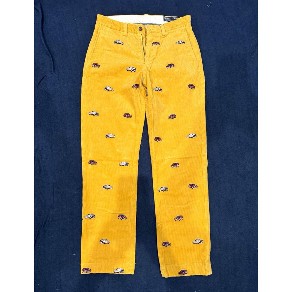Polo Ralph Lauren X Palace Yellow Corduroy Pants Classic Fit Embroidered Cars 28